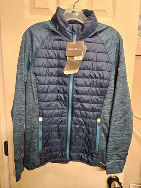 Eddie Bauer peacock blue ignite lite hybrid jacket womens large NEW
